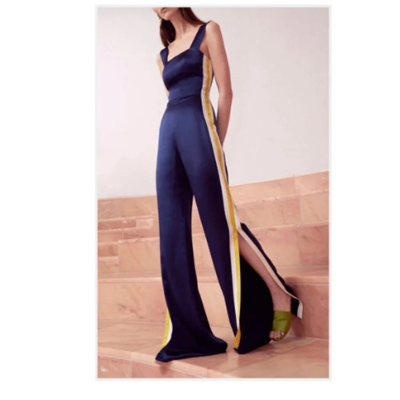 ALEXIS Luisana Side-Stripe Silk Jumpsuit Large - Picture 11 of 12